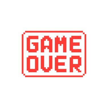 simple game over pixel badge on white background clipart