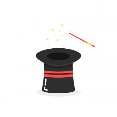 Beyaz arka planda siyah ters sihirli şapka simgesi