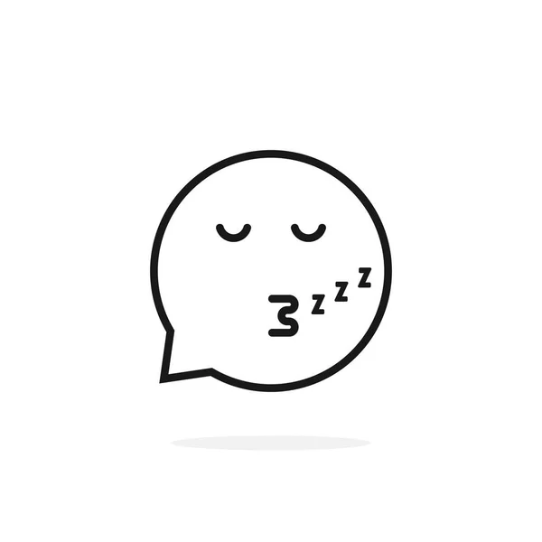 Linha fina dormindo emoji discurso bolha logotipo — Vetor de Stock