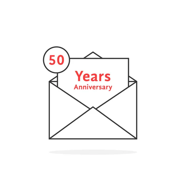 Thin line 50 years anniversary logo like open letter — Stock Vector