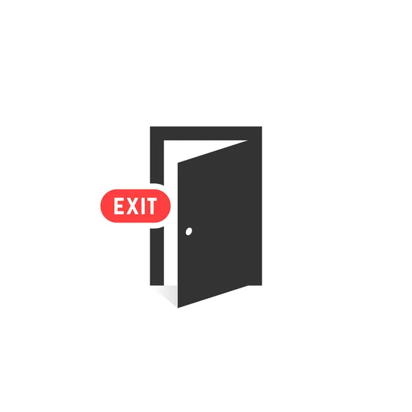 Απλό μαύρο έξοδο πόρτα εικονίδιο σε λευκό φόντο — Διανυσματικό Αρχείο