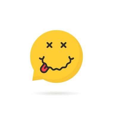 sarhoş sarı emoji konuşma balonu logosu beyaz