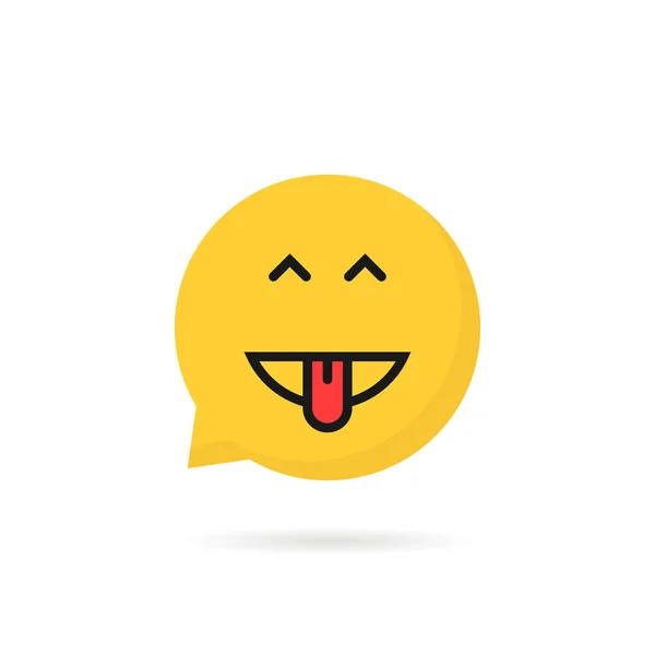 Amarelo simples emoji animado discurso bolha logotipo — Vetor de Stock