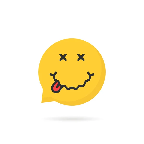 Logotipo da bolha discurso emoji amarelo bêbado no branco — Vetor de Stock