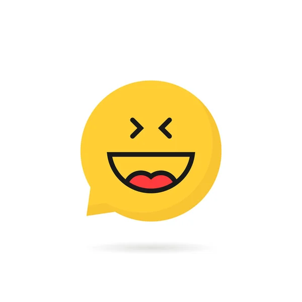 Rir emoji discurso bolha logotipo no fundo branco — Vetor de Stock