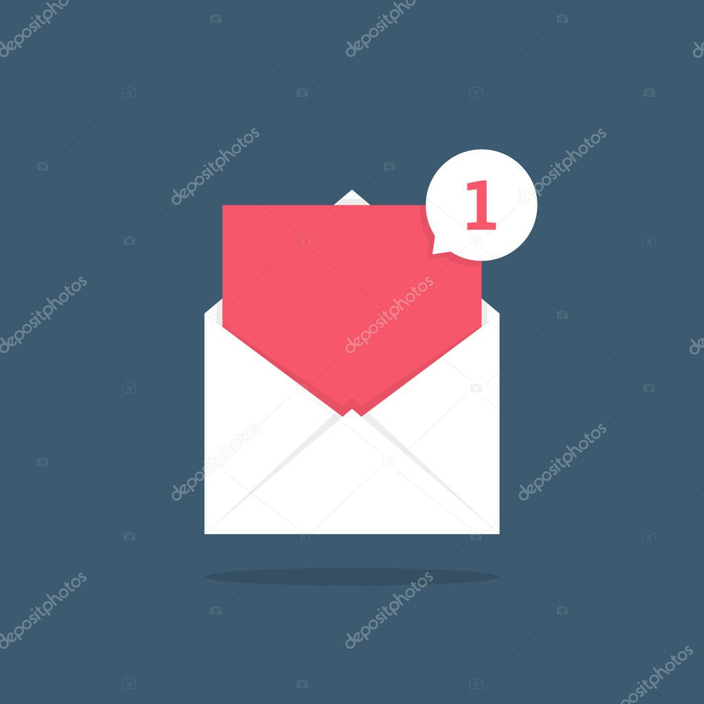 notification icon speech bubble in open letter