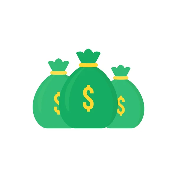 Set of green money bag icon like loan — Stock Vector