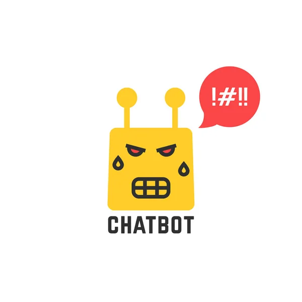 Boos gele chatbot pictogram op witte achtergrond — Stockvector