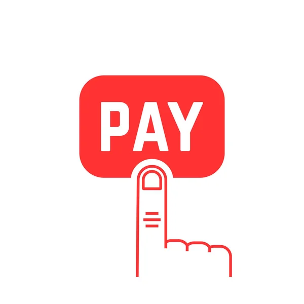 Bouton de paiement avec doigt fin rouge sur blanc — Image vectorielle