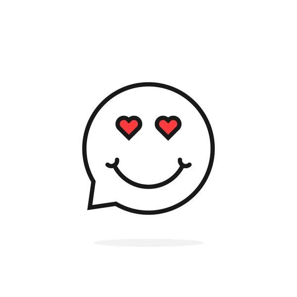 Linea sottile enamored emoji logo bolla discorso — Vettoriale Stock