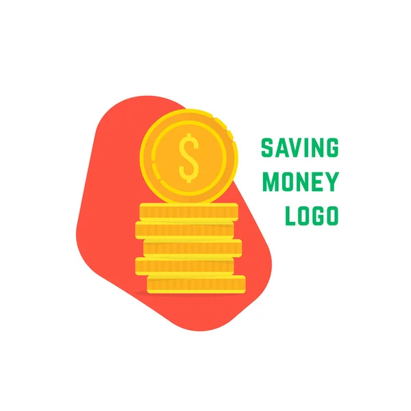 Spara pengar logotyp med stapel av mynt — Stock vektor