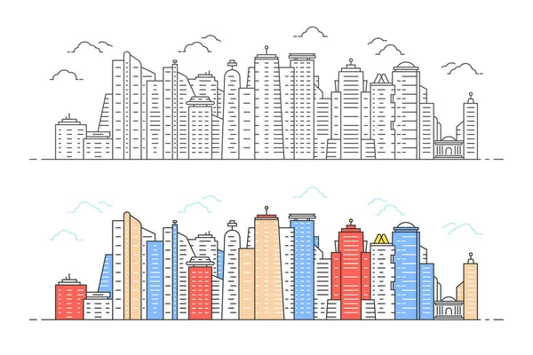 Svart och färg linjär modern stadsbild — Stock vektor