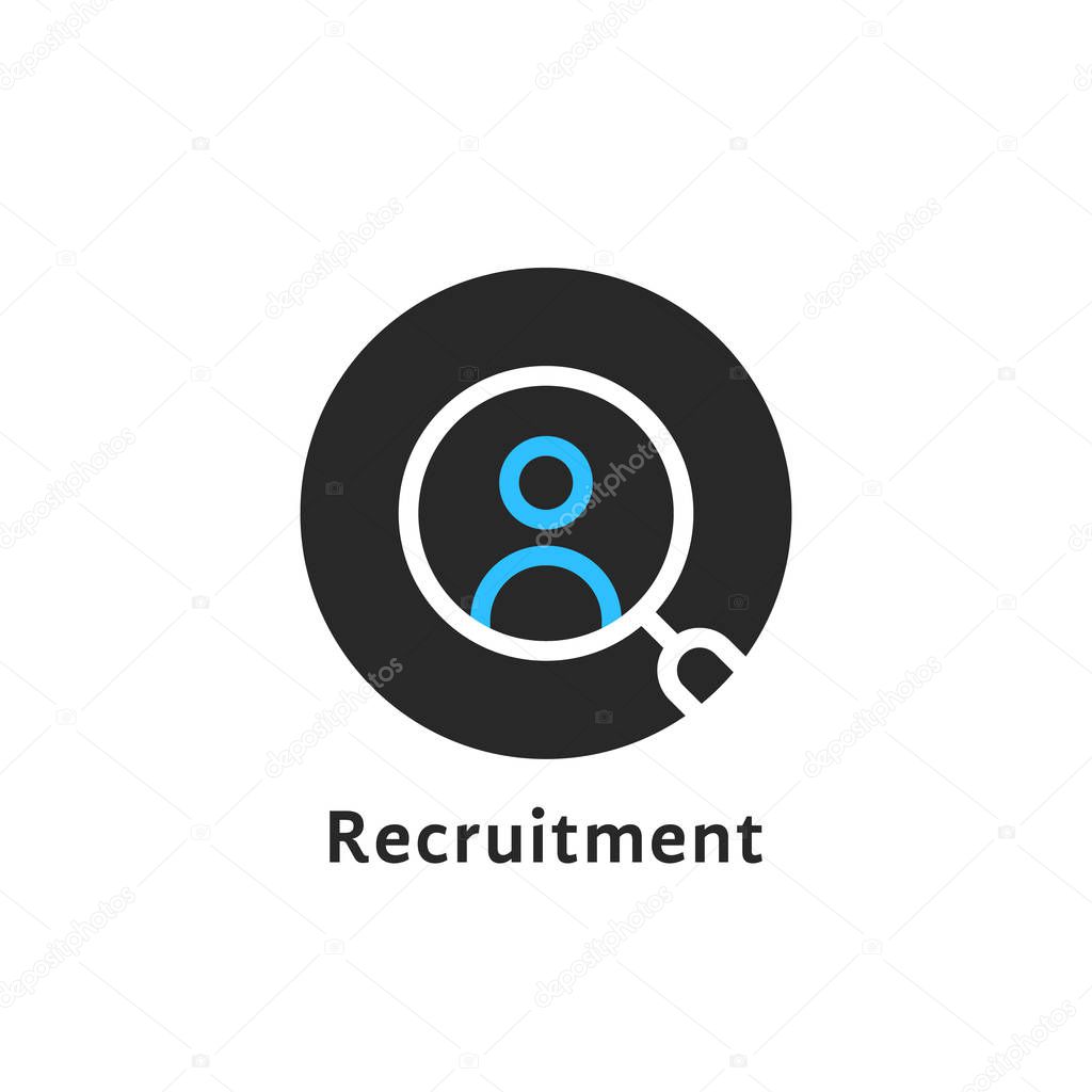 Round simple recruitment logo. abstract flat style trend modern unique logotype graphic design isolated on white. concept of wanted labor resources for successful company or leader executive hire
