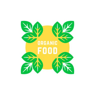 Beyaza izole edilmiş basit organik gıda logosu. Çevresel eko ürün veya çevrimiçi tarım mağazası sembolü için besin korunumu kavramı. Benzersiz düz stil trend modern logottip grafik sanat tasarımı