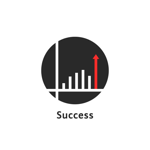 白色的圆圆的简单的成功标志 独特的平面风格潮流现代独特的标志类型图形设计 良好统计标志的概念 如投资者在未来目标或成就上的成功 — 图库矢量图片