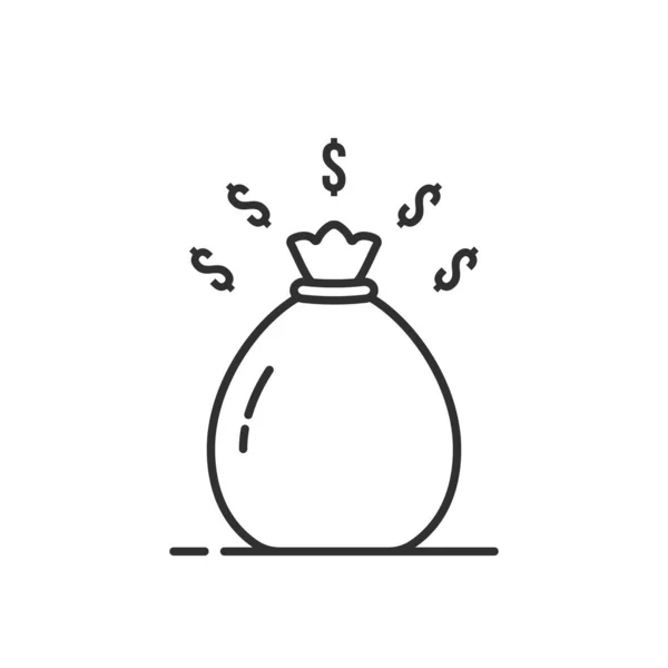 Απλή Λεπτή Γραμμή Μαύρο Εικονίδιο Τσάντα Χρήματα Περίγραμμα Επίπεδη Τάση — Διανυσματικό Αρχείο