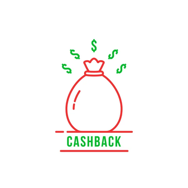 Linjär Cashback Logotyp Som Kassa Minimal Stroke Platt Stil Trend — Stock vektor