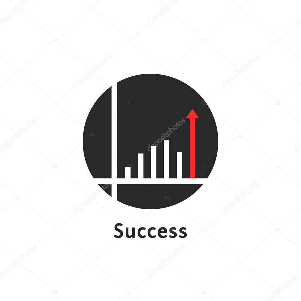 Round simple success logo isolated on white. unusual flat style trend modern unique logotype graphic design. concept of good statistic sign like investor successful in future goal or attainment