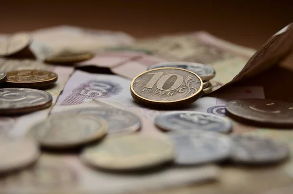 Рублевые Монеты Большой Плоский Коллапс Рубля — стоковое фото
