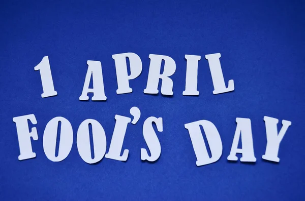 Cut Letters April April Fool Day Blue Background — Stock Photo, Image