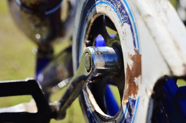 Pédale Minable Vieux Vélo Gros Plan Dans Nature — Photo