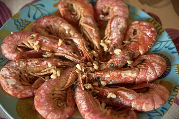 Délicieux Plat Crevettes Manger — Photo