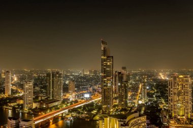 Bangkok şehir manzarası gece manzarası