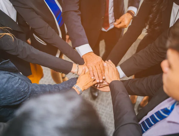 Equipo Negocios Concepto Soporte Manos Apiladas — Foto de Stock