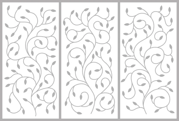 Adorno Flores Para Armario Tabiques Puertas Muebles Ramas Hojas Retorcidas — Vector de stock