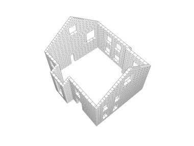 bir tuğla duvar 3D Illustration. Çizgi çizme. 3D modelleme