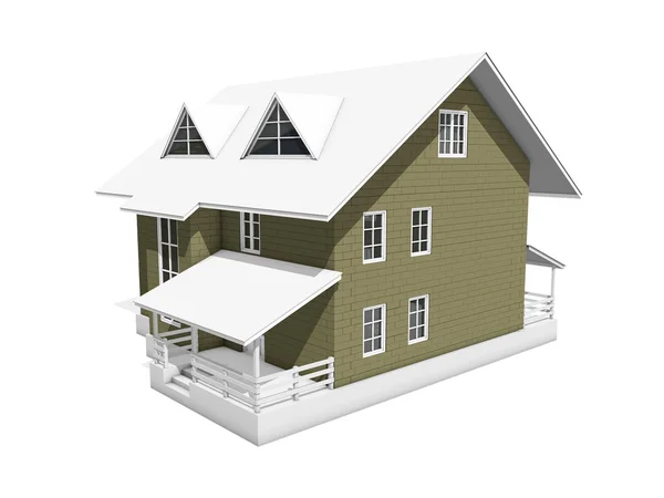 Illustration Two Storey Cottage House Walls Blocks Highlighted Color View — Stock Photo, Image