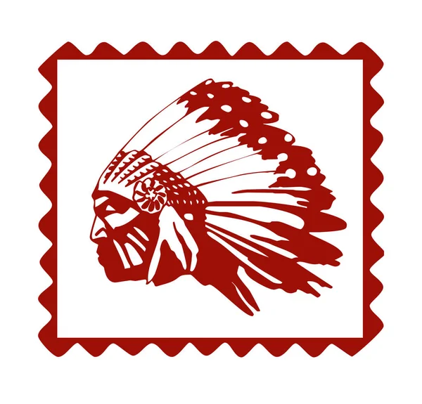 アメリカ インディアンのロゴ ベクトル描画 — ストックベクタ