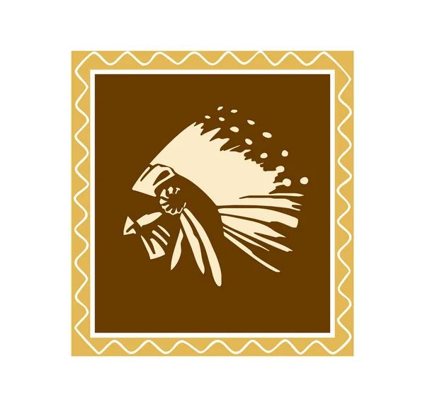 Native American Logo Wektor Rysunek — Wektor stockowy