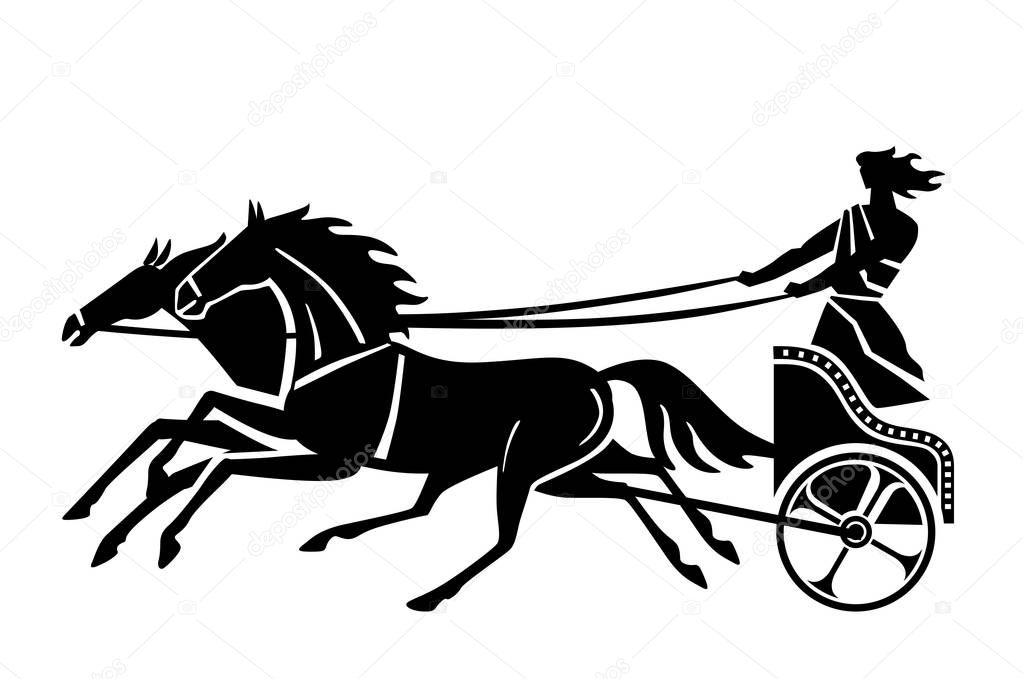 Roman chariot silhouette. Vector drawing