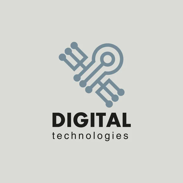 Logo Digital Technology Satellite Line Chip Vector Graphics Theme Technology — Stock Vector