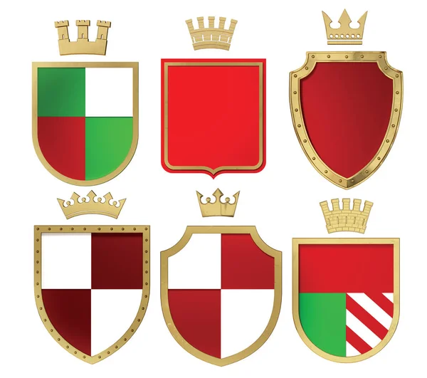 Illustration Rendering Heraldic Shields Golden Crowns Isolated Modeling — Stock Photo, Image
