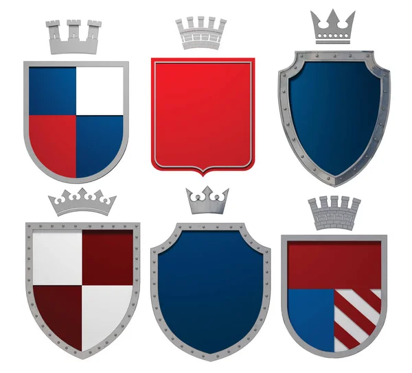Illustration Rendering Heraldic Shields Silver Crowns Isolated Modeling — Stock Photo, Image