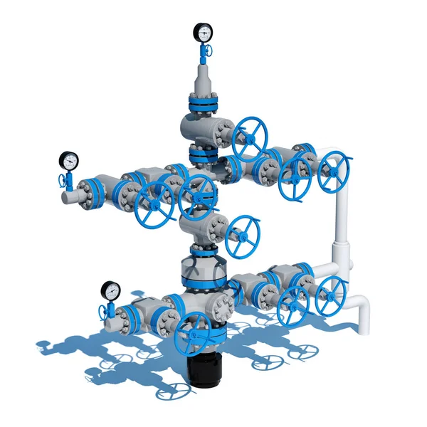 Illustration Fontän Beslag Naturgas Gasproduktion Grey Blue Modellering — Stockfoto