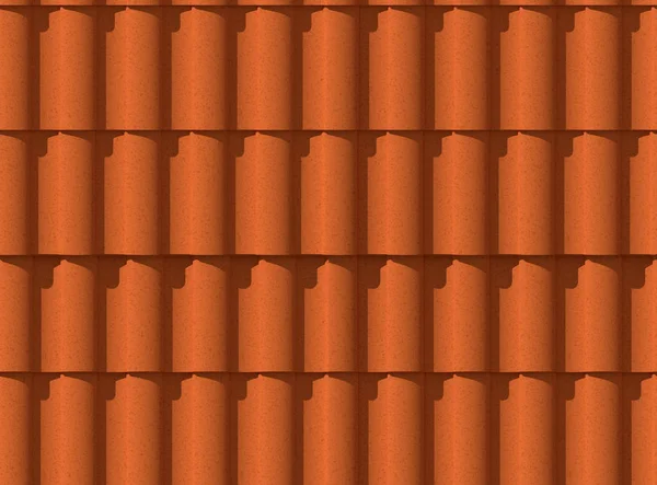 Illustration Roof Tiles Texture Orange Color Seamless Shadow Sun Modeling — Stock Photo, Image