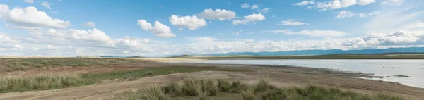 Panorama Lanskap Danau Garam Padang Rumput Tyva Diluar — Stok Foto