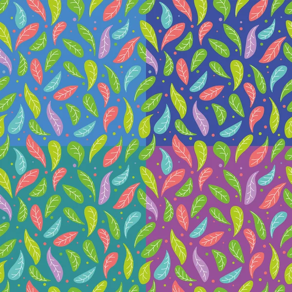 Feuilles Colorées Motif Sans Couture Ensemble Options Couleur Dessin Vectoriel — Image vectorielle