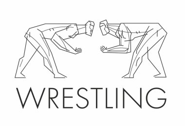 Güreşen Stylize sporcuları maça hazırlanıyor. Vektör grafikleri