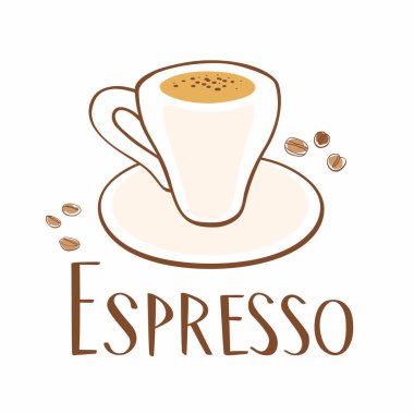 El yapımı kahve ve tahıl. Yazılı espresso. Vektör grafikleri