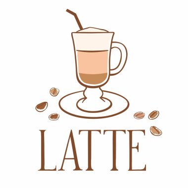 El yapımı kahve ve tahıl. Yazılı latte. Vektör grafikleri