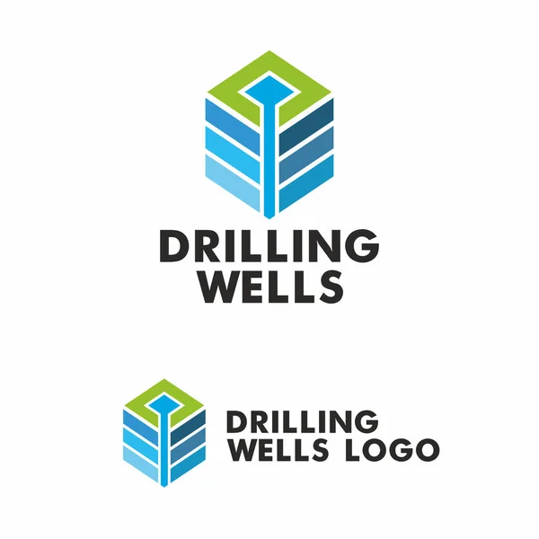 Drilling Logo Stylized Well Water Strata Earth Vector Graphics — Stock Vector