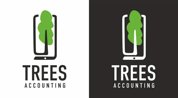 Logo Baum Einem Smartphone Thema Ökologie Und Baumzählung Vektorgrafik — Stockvektor