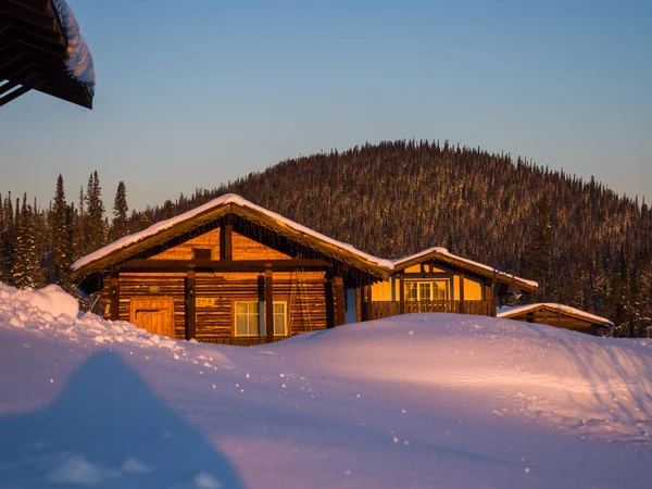 Alpine Village Ski Resort Gornaya Salanga Sun Rises Beautiful Morning — Stock Photo, Image