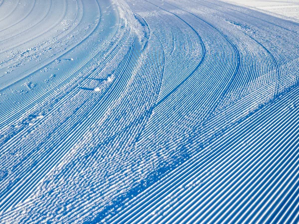 Pistenspuren Schnee Die Streifen Bilden Eine Erstaunliche Schneebedeckte Textur Thema — Stockfoto