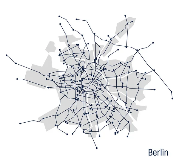 Ciudad Digital Plan Ciudad Berlín Forma Esquema Electrónico Dibujo Lineal — Vector de stock