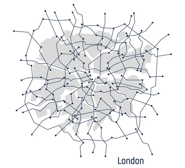 Ciudad Digital Plan Ciudad Londres Forma Esquema Electrónico Dibujo Lineal — Vector de stock